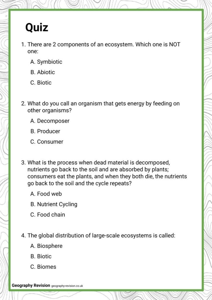 Ecosystems - Quiz