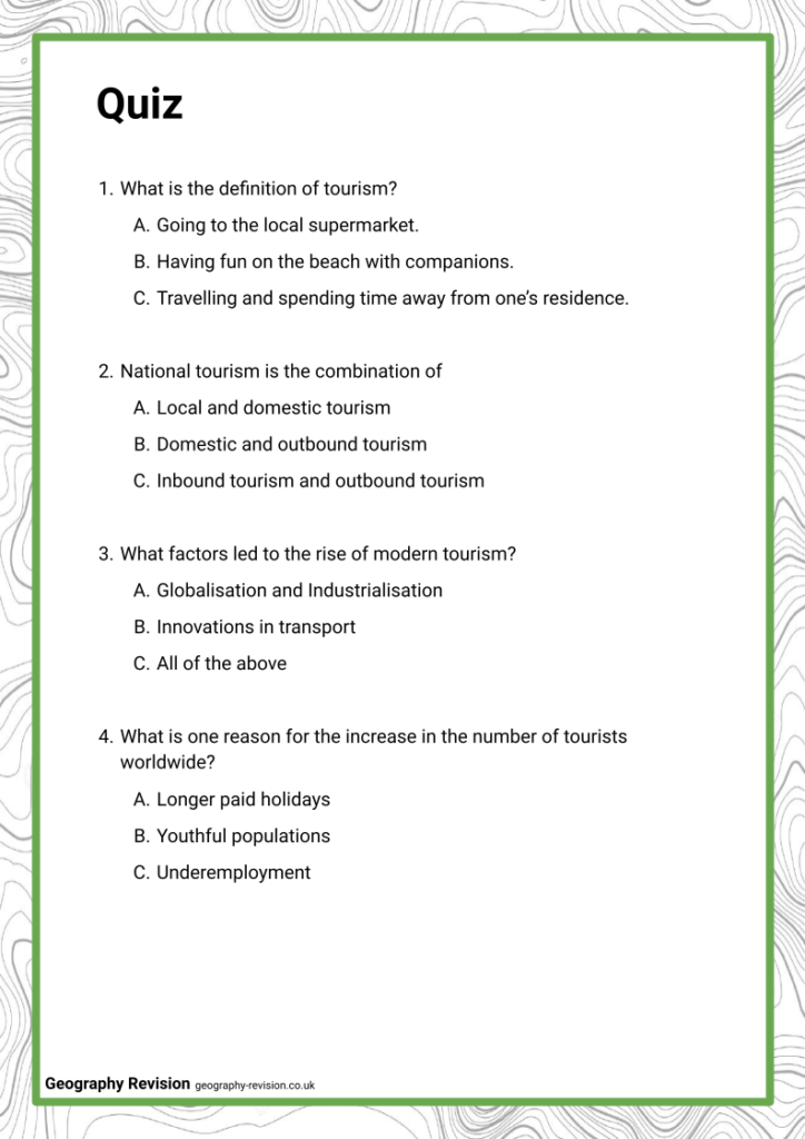 tourism geography exam questions